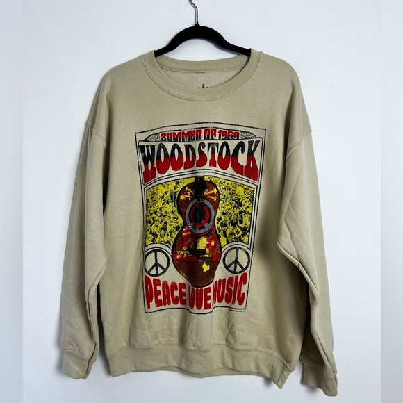 Life Clothing Co. Sweaters - NEW Life Clothing Co. Beige Summer Of 1969 Woodstock Long Sleeve Sweatshirt Sz L